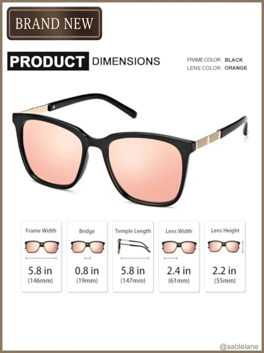 Oversized Square Sunglasses UV400 Protection Polarized Lightweight Women